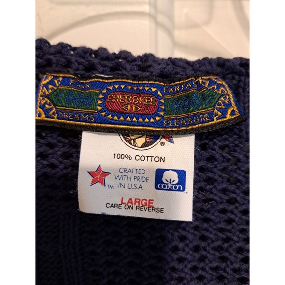 Cherokee Ladies' Blue Open Knit Button Up Sweater Size Large 100% Cotton - Picture 8 of 9